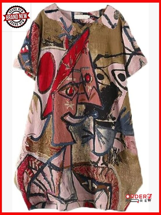 Dresses & Skirts - Casual Midi T-Shirt Dress with Pockets Short Sleeve Loose Fit